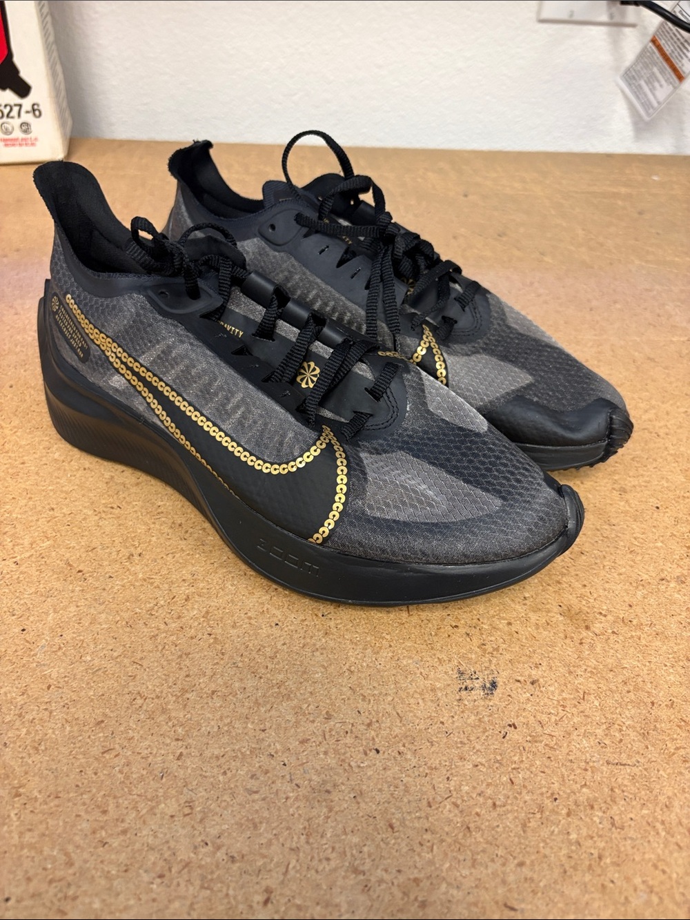 Nike Women's Zoom Gravity GD Black Athletic Metallic Gold Shoes CT1159-001